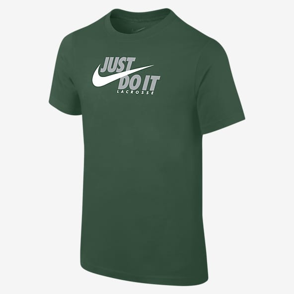 Girls Green Lacrosse Graphic T Shirts. Nike